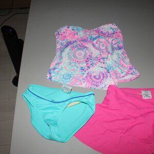 4 Pcs Justice/Lands End  Swimsuit s Size 10/12